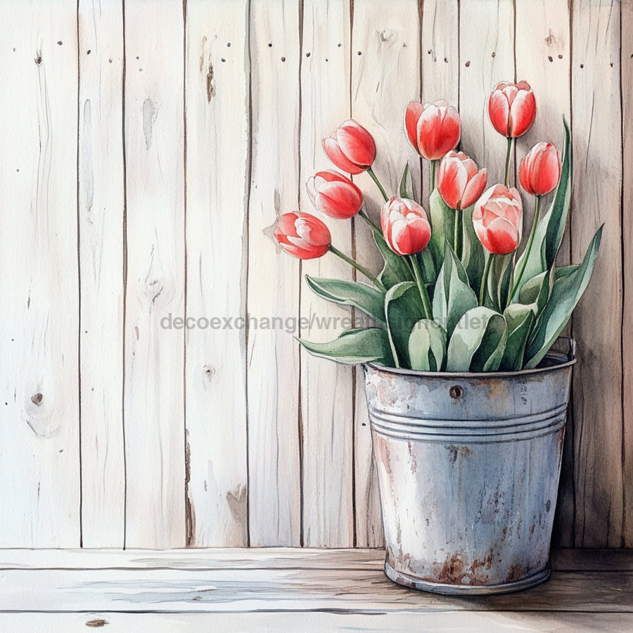 Floral Sign, Tulips Sign, DCO-02383, Sign For Wreath, 10x10 Metal Sign