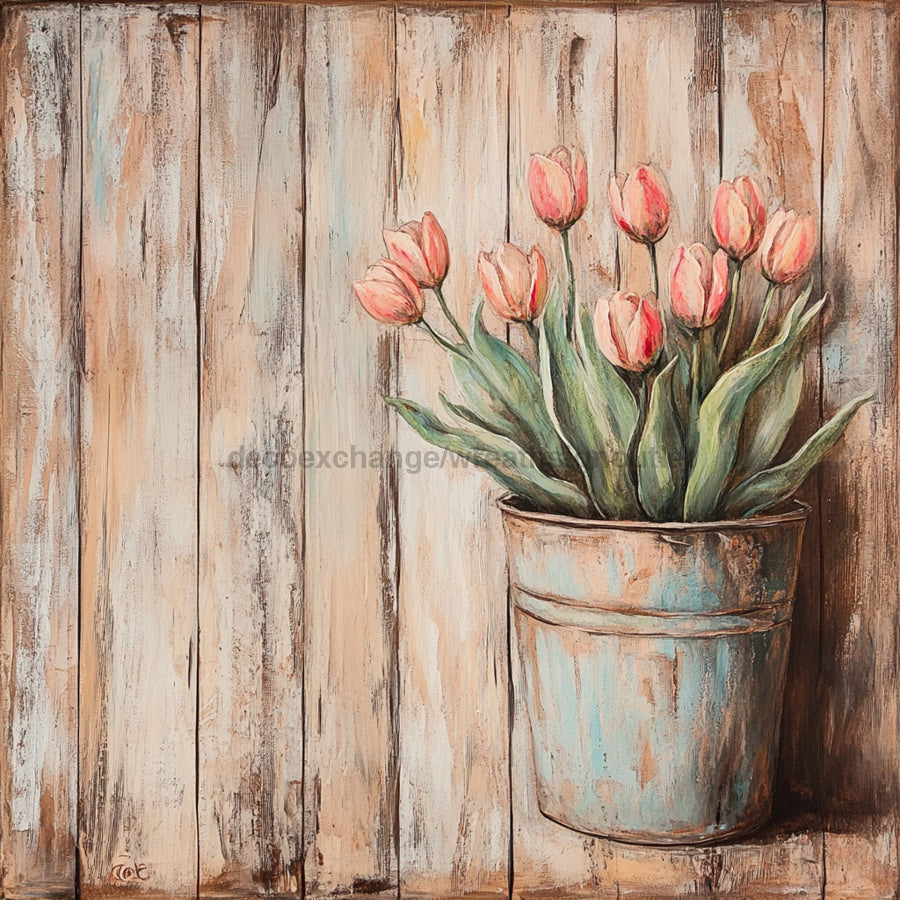 Floral Sign, Tulips Sign, DCO-02387, Sign For Wreath, 10x10 Metal Sign