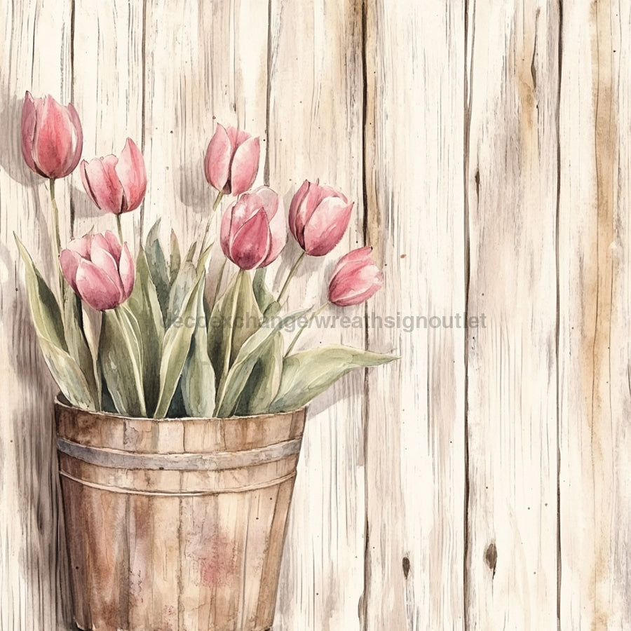 Floral Sign, Tulips Sign, DCO-02388, Sign For Wreath, 10x10 Metal Sign