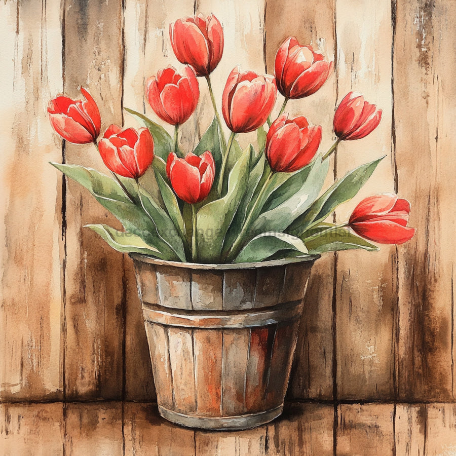 Floral Sign, Tulips Sign, DCO-02389, Sign For Wreath, 10x10 Metal Sign