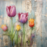 Thumbnail for Floral Tulips 10x10" Metal Wreath Sign - OAW-0109