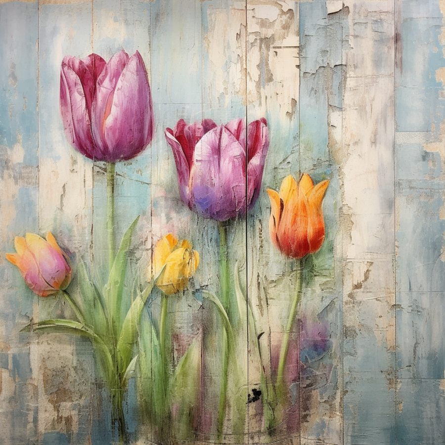 Floral Tulips 10x10" Metal Wreath Sign - OAW-0109