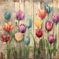 Thumbnail for Floral Tulips 10x10" Metal Wreath Sign - OAW-0111