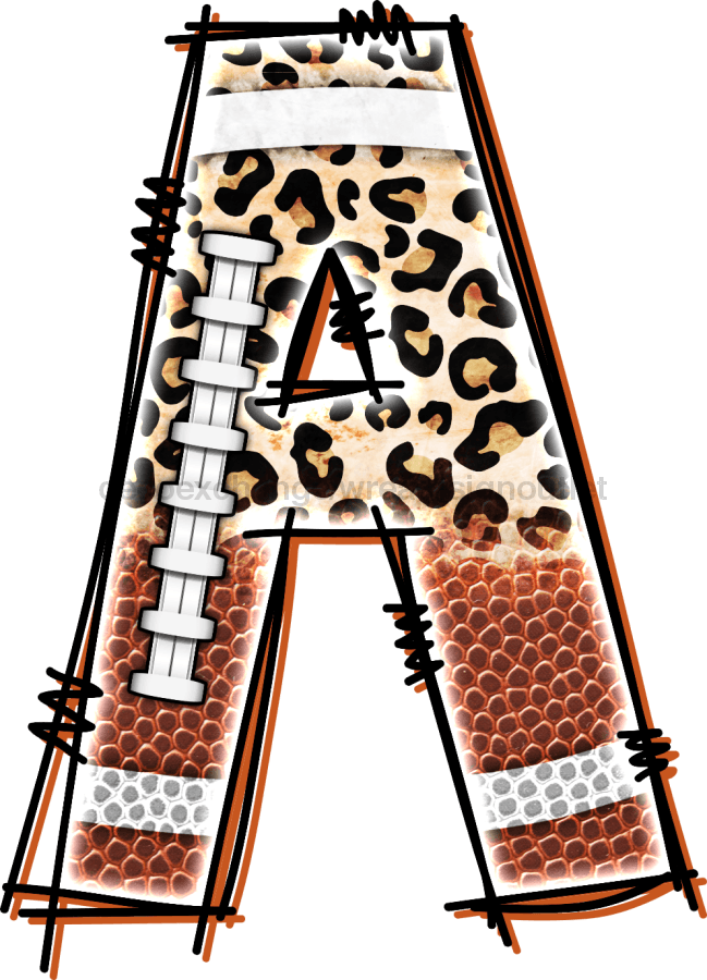 Football Initial Sign Door Hanger Wood Sign Decoe-W-301 22 A