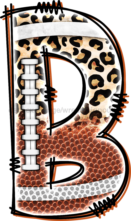 Football Initial Sign Door Hanger Wood Sign Decoe-W-301 22 B