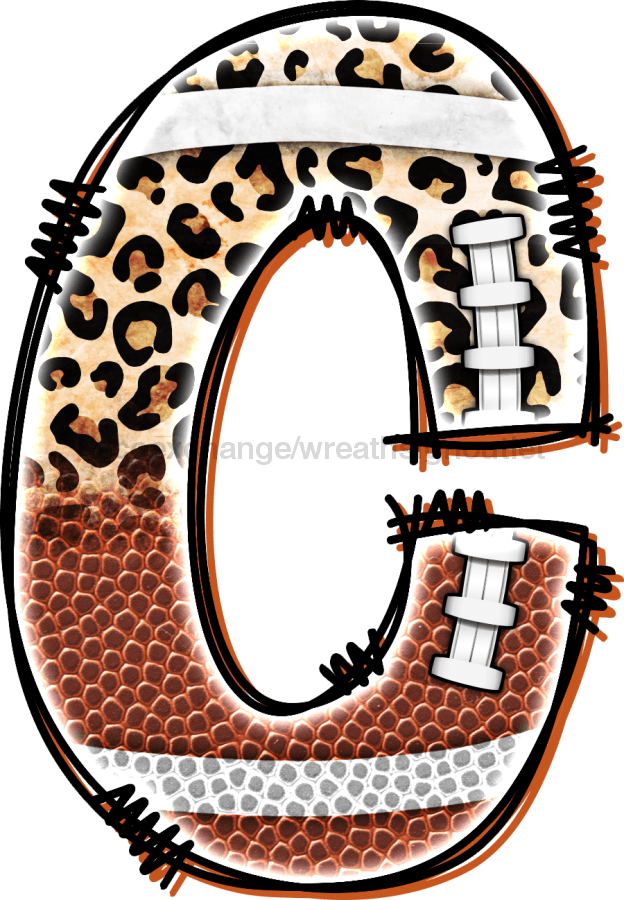 Football Initial Sign Door Hanger Wood Sign Decoe-W-301 22 C