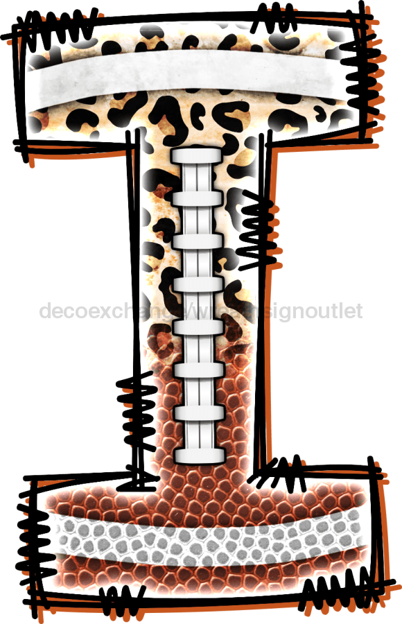 Football Initial Sign Door Hanger Wood Sign Decoe-W-301 22 I