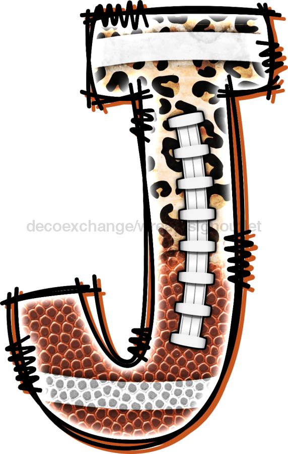 Football Initial Sign Door Hanger Wood Sign Decoe-W-301 22 J