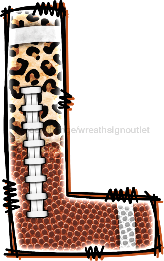 Football Initial Sign Door Hanger Wood Sign Decoe-W-301 22 L