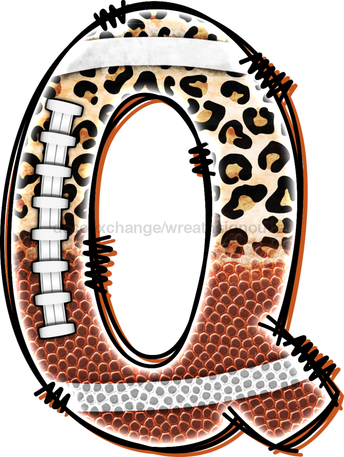 Football Initial Sign Door Hanger Wood Sign Decoe-W-301 22 Q