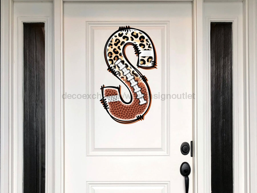 Football Initial Sign Door Hanger Wood Sign Decoe-W-301 22 S