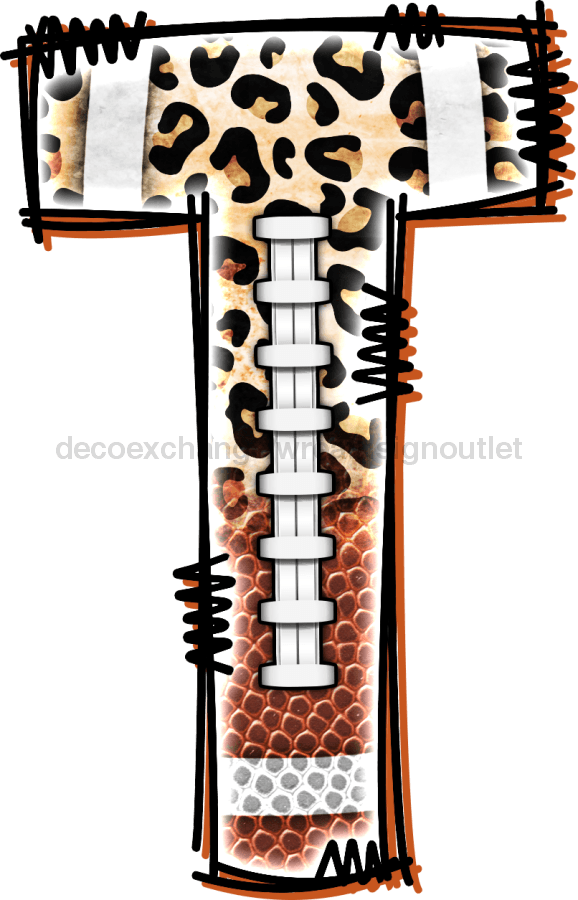 Football Initial Sign Door Hanger Wood Sign Decoe-W-301 22 T