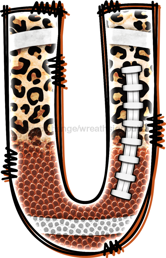 Football Initial Sign Door Hanger Wood Sign Decoe-W-301 22 U