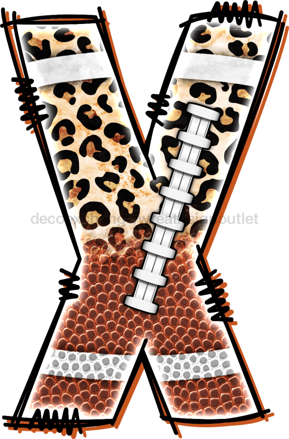 Football Initial Sign Door Hanger Wood Sign Decoe-W-301 22 X