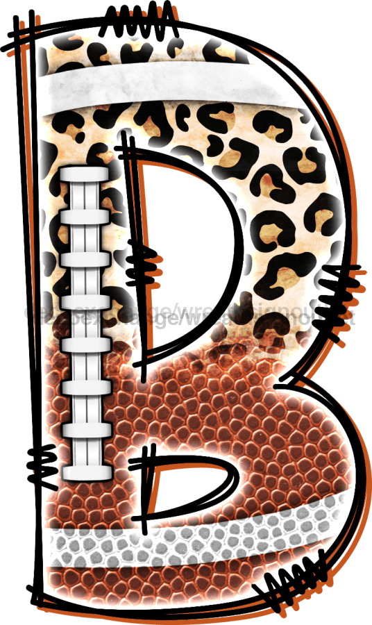 Football Initial Sign Door Hanger Wood Sign Decoe-W-301 22 B