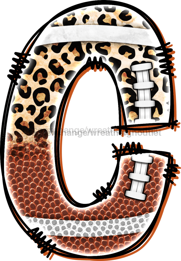 Football Initial Sign Door Hanger Wood Sign Decoe-W-301 22 C