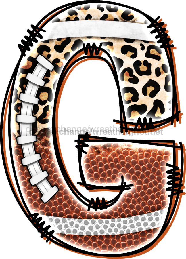 Football Initial Sign Door Hanger Wood Sign Decoe-W-301 22 G