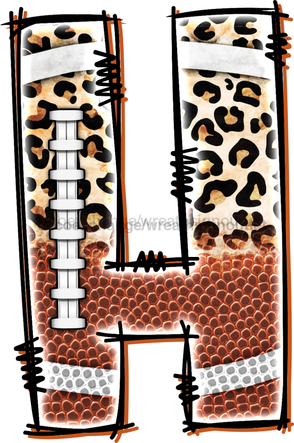 Football Initial Sign Door Hanger Wood Sign Decoe-W-301 22 H