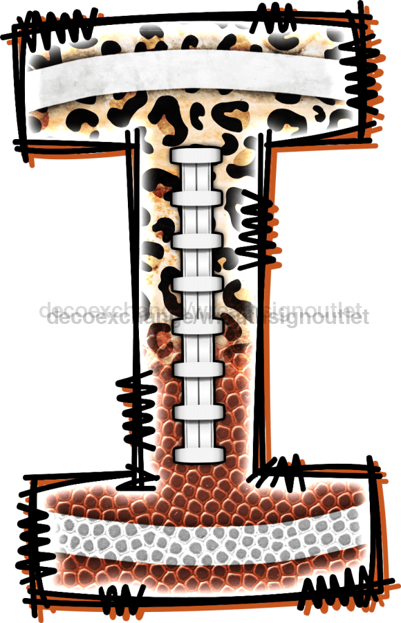 Football Initial Sign Door Hanger Wood Sign Decoe-W-301 22 I