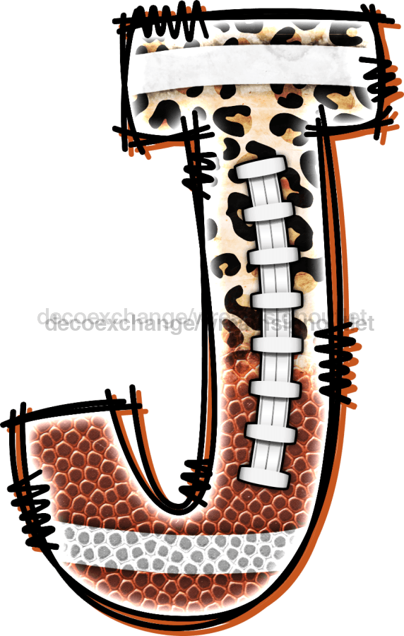 Football Initial Sign Door Hanger Wood Sign Decoe-W-301 22 J