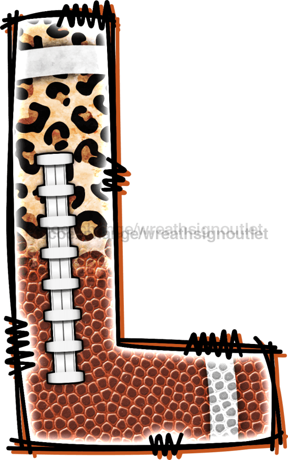 Football Initial Sign Door Hanger Wood Sign Decoe-W-301 22 L