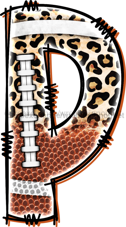 Football Initial Sign Door Hanger Wood Sign Decoe-W-301 22 P