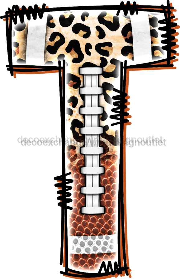 Football Initial Sign Door Hanger Wood Sign Decoe-W-301 22 T