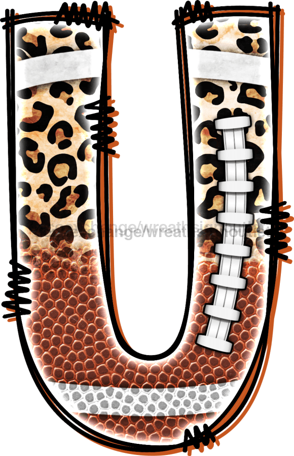 Football Initial Sign Door Hanger Wood Sign Decoe-W-301 22 U