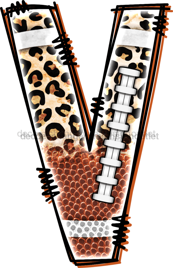 Football Initial Sign Door Hanger Wood Sign Decoe-W-301 22 V