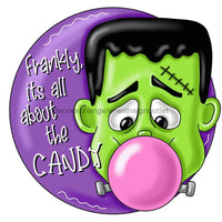 Thumbnail for Frankie Sign, Candy Sign, Halloween Sign, wood sign, PCD-W-010 wreath size wood, wood wreath sign, halloween