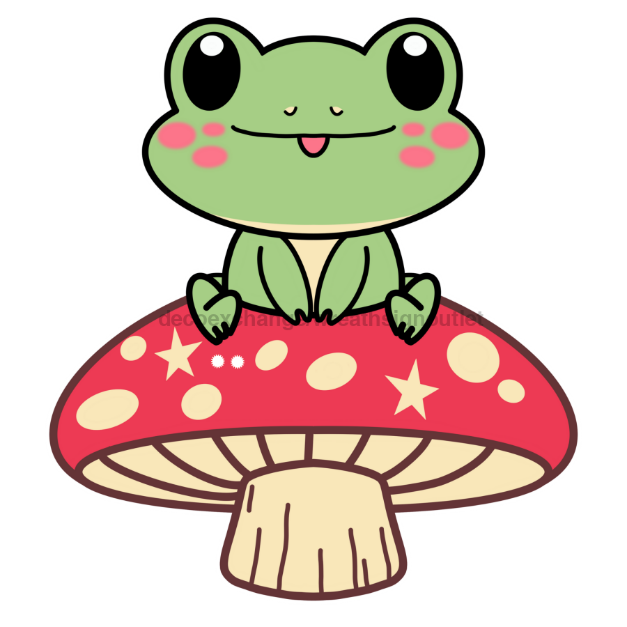Frog Mushroom Cut Bow Holes 22" Wood Door Hanger - DECOE-W-903438-DH