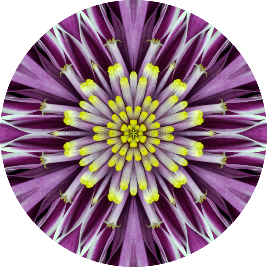 Geometric Flower Center Purple Decoe-W-Fc-0014 6 Wood