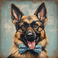 Thumbnail for German Shephard Dog With Glasses Sign Funny Animal Wall Art Dco - 01344 For Wreath 10X10’ Metal