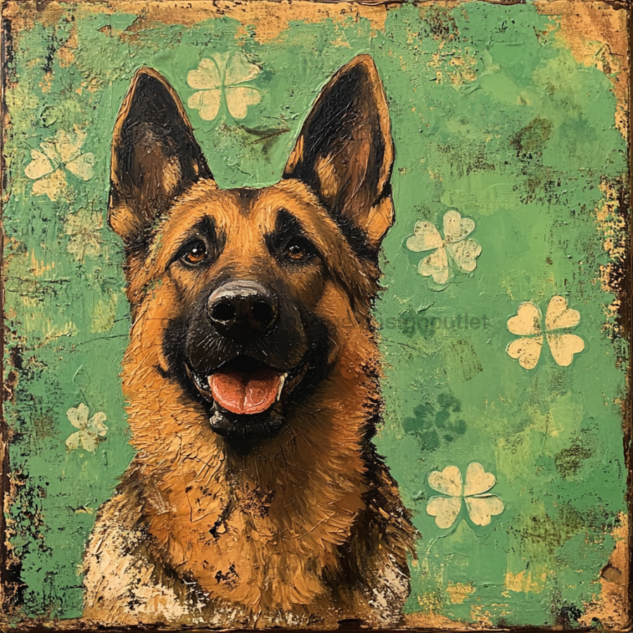 German Shephard Sign, Dog Sign, DCO-13490, Sign For Wreath, 10x10" Metal Sign