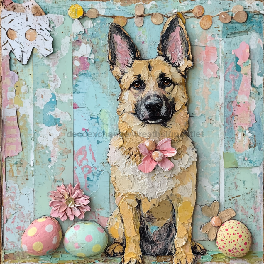 German Shephard Sign, Dog Sign, DCO-13495, Sign For Wreath, 10x10" Metal Sign