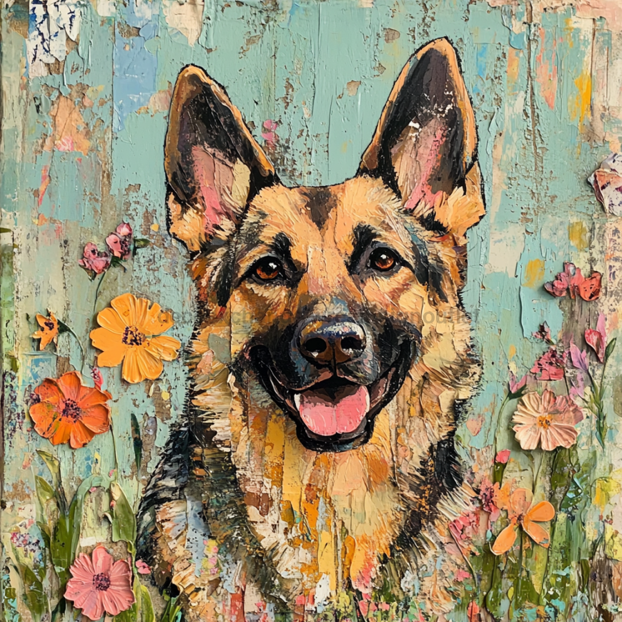 German Shephard Sign, Dog Sign, DCO-13497, Sign For Wreath, 10x10" Metal Sign