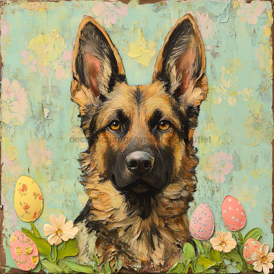 German Shephard Sign, Dog Sign, DCO-13512, Sign For Wreath, 10x10" Metal Sign