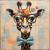 Thumbnail for Giraffe With Glasses Sign Funny Animal Wall Art Dco-01174 For Wreath 10X10 Metal