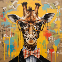 Thumbnail for Giraffe With Glasses Sign Funny Animal Wall Art Dco-01175 For Wreath 10X10 Metal