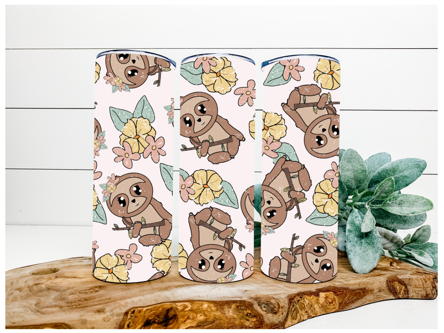 Girl Sloth 20 oz Skinny Tumbler - DECOETUMBLER-067