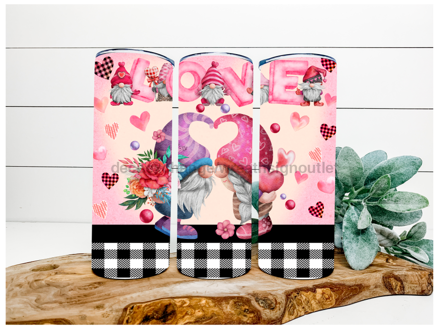 Gnome Love Valentine Tumbler 20 oz Skinny Tumbler - DECOETUMBLER-146