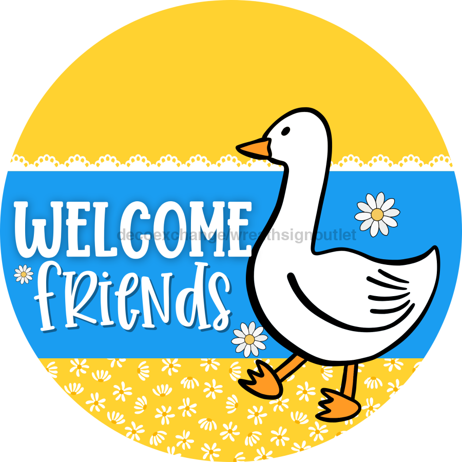 Goose Sign Porch Goose Welcome Friends DCO-13681-DH 18‚Äô‚Äô Wood Sign 18‚Äô‚Äô Door Hanger