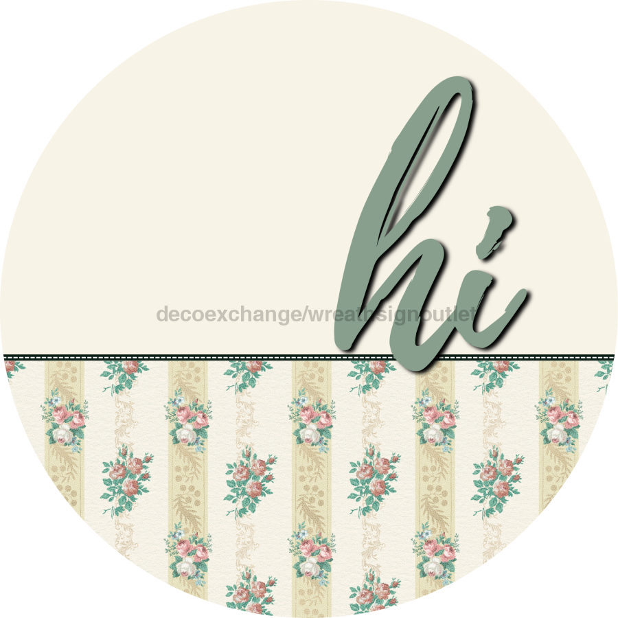 Green Floral Door Hanger Dco-01579-Dh 18’ Round Wood