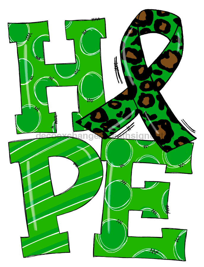 Green Hope Awareness 22" Wood Door Hanger - DECOE-W-0134-DH
