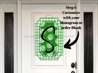 Thumbnail for Green Last Name Initial Sign Welcome Custom Decoe-W-177-Dh For Wreath Round 22 Wood Cutout S Door