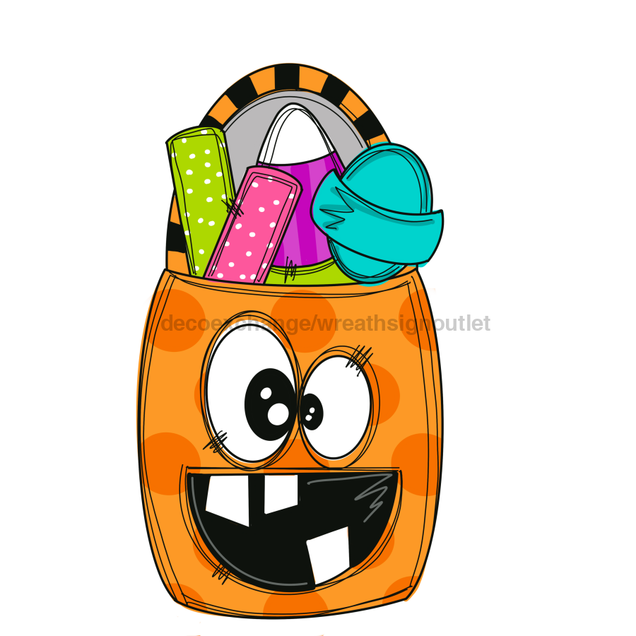 Halloween Candy Bucket Door Hanger Mj-W-00037 22‚Äô Wood
