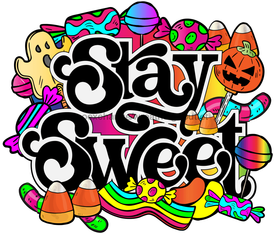 Halloween Candy, Stay Sweet, wood sign, DECOE-W-019 wreath size wood, wood wreath sign, halloween