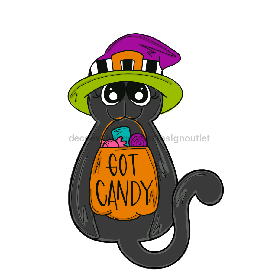 Halloween Cat Door Hanger Mj-W-00036 22‚Äô Wood