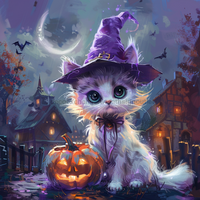 Thumbnail for Halloween Cat Wall Art, MB-00027, Sign For Wreath, 10x10