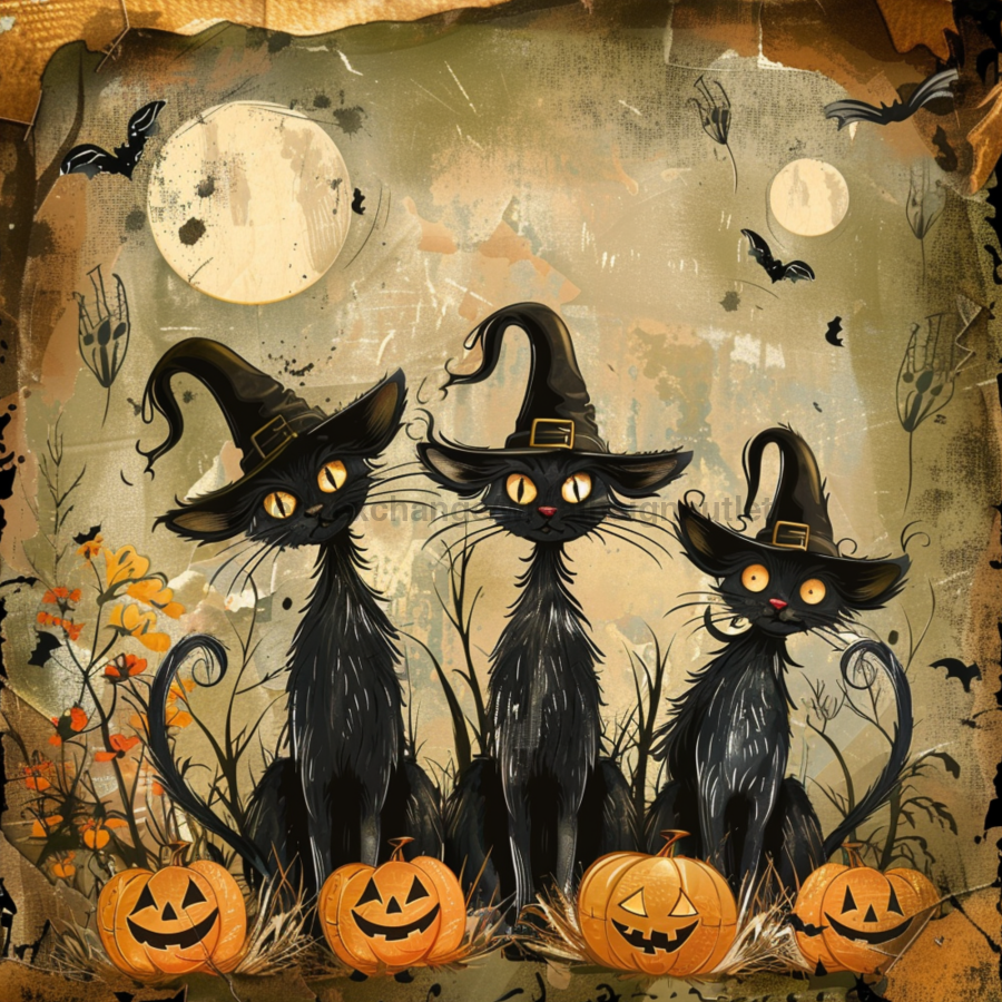 Halloween Cats Mb-00017 Sign For Wreath 10X10‚Äô Metal